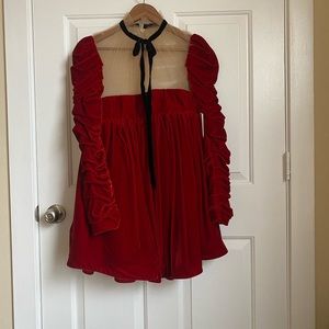 Khaite Ann Velvet Minidress red size 2